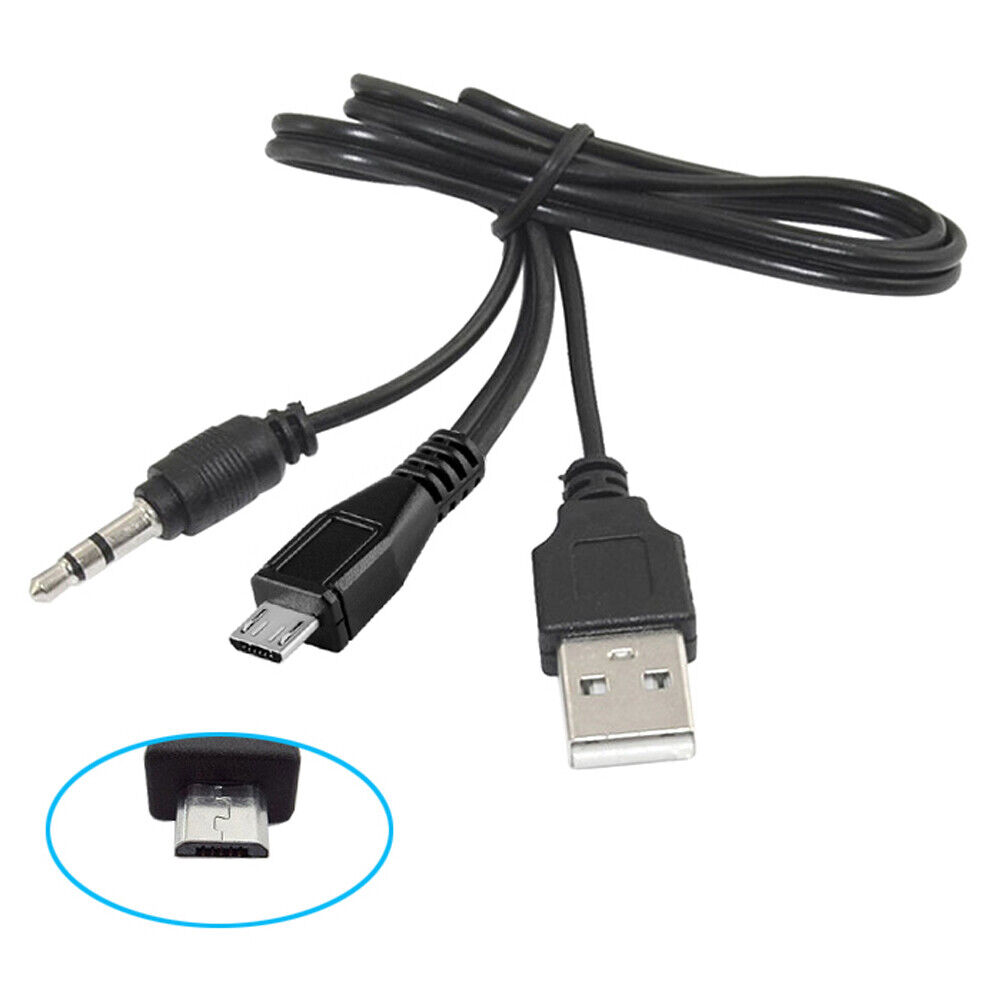 C31 micro USB auf 3,5mm Klinkenstecker + USB 2.0 A Stecker Audio Ladekabel 50cm