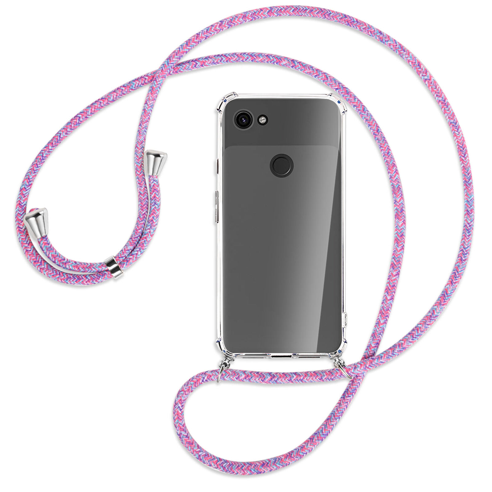 Handykette für Google Pixel 3a lila/rosa/blau Hülle mit Band Kordel zum Umhängen