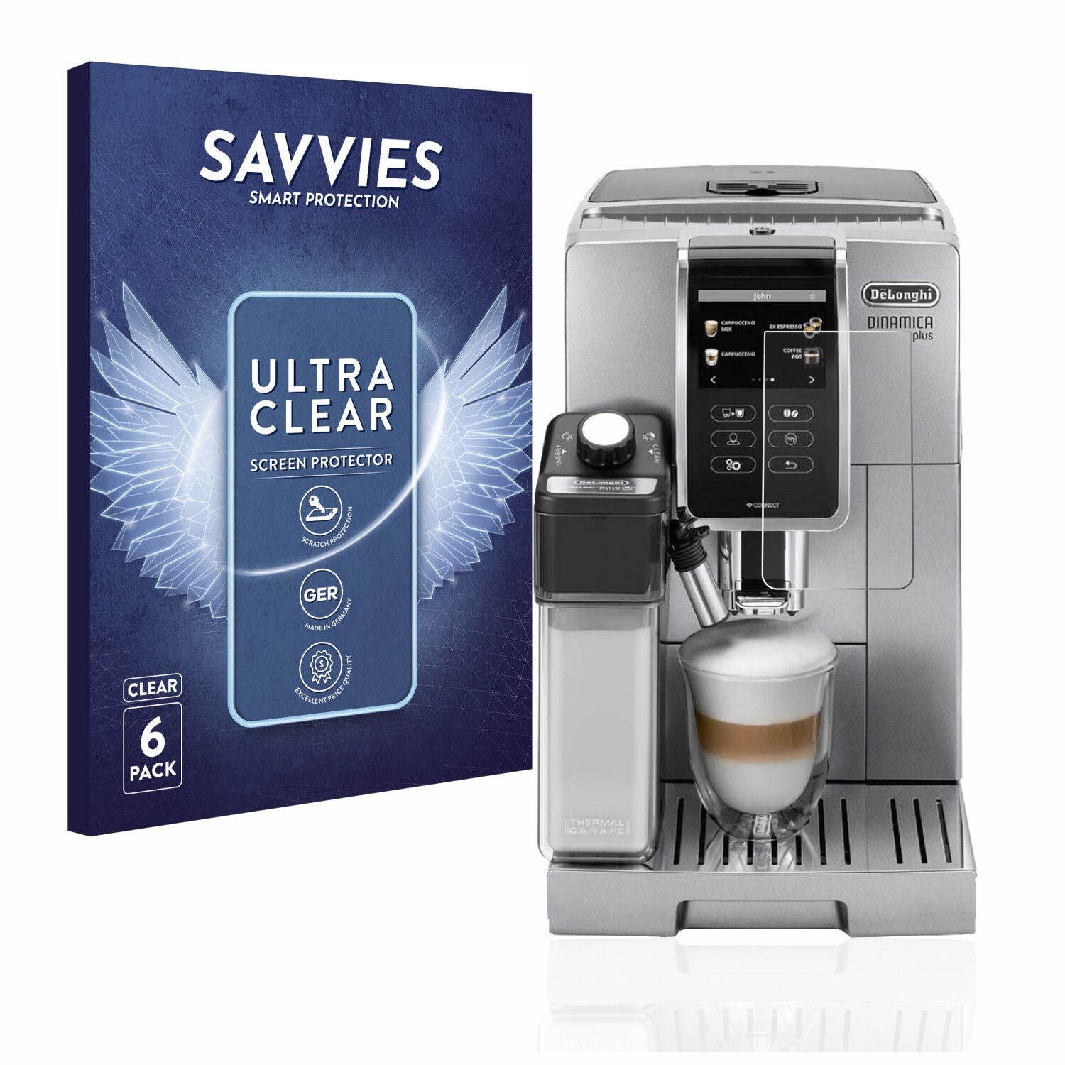 6x Folie für DeLonghi Dinamica Plus ECAM370.95.T Schutzfolie Displayschutz