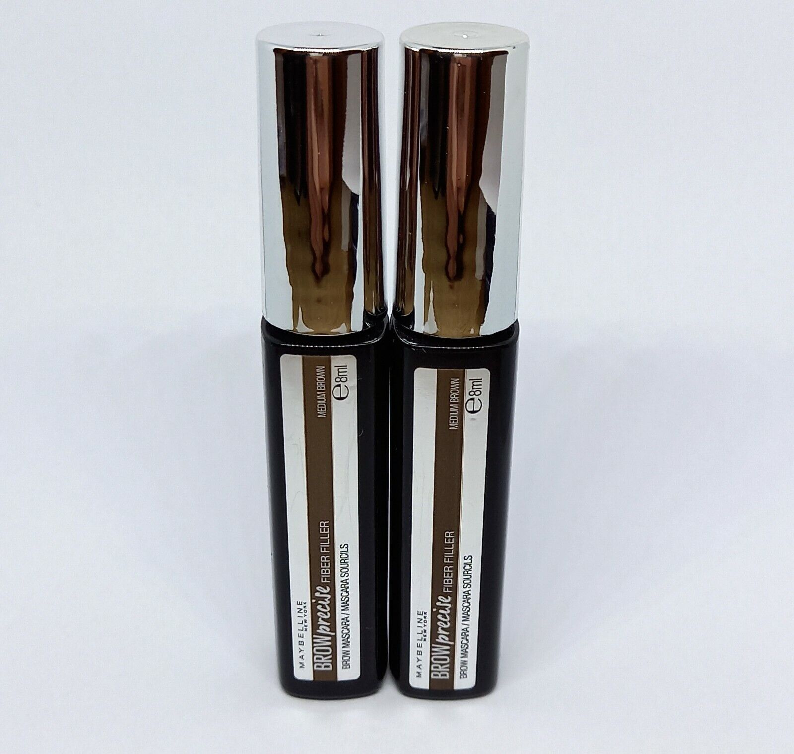 2 x MAYBELLINE BROW precise FIBER FILLER BROW MASCARA MEDIUM BROWN / braun