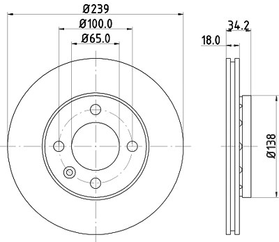 Hella Bremsscheibe Vorderachse Belüftet [Hersteller-Nr. 8DD355104-211] für Seat, VW