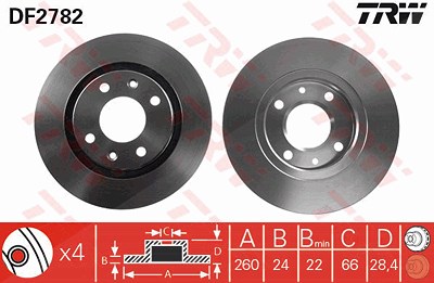 Trw Bremsscheibe [Hersteller-Nr. DF2782] für Peugeot