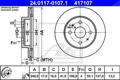 Ate Bremsscheibe [Hersteller-Nr. 24.0117-0107.1] für Daihatsu, Subaru