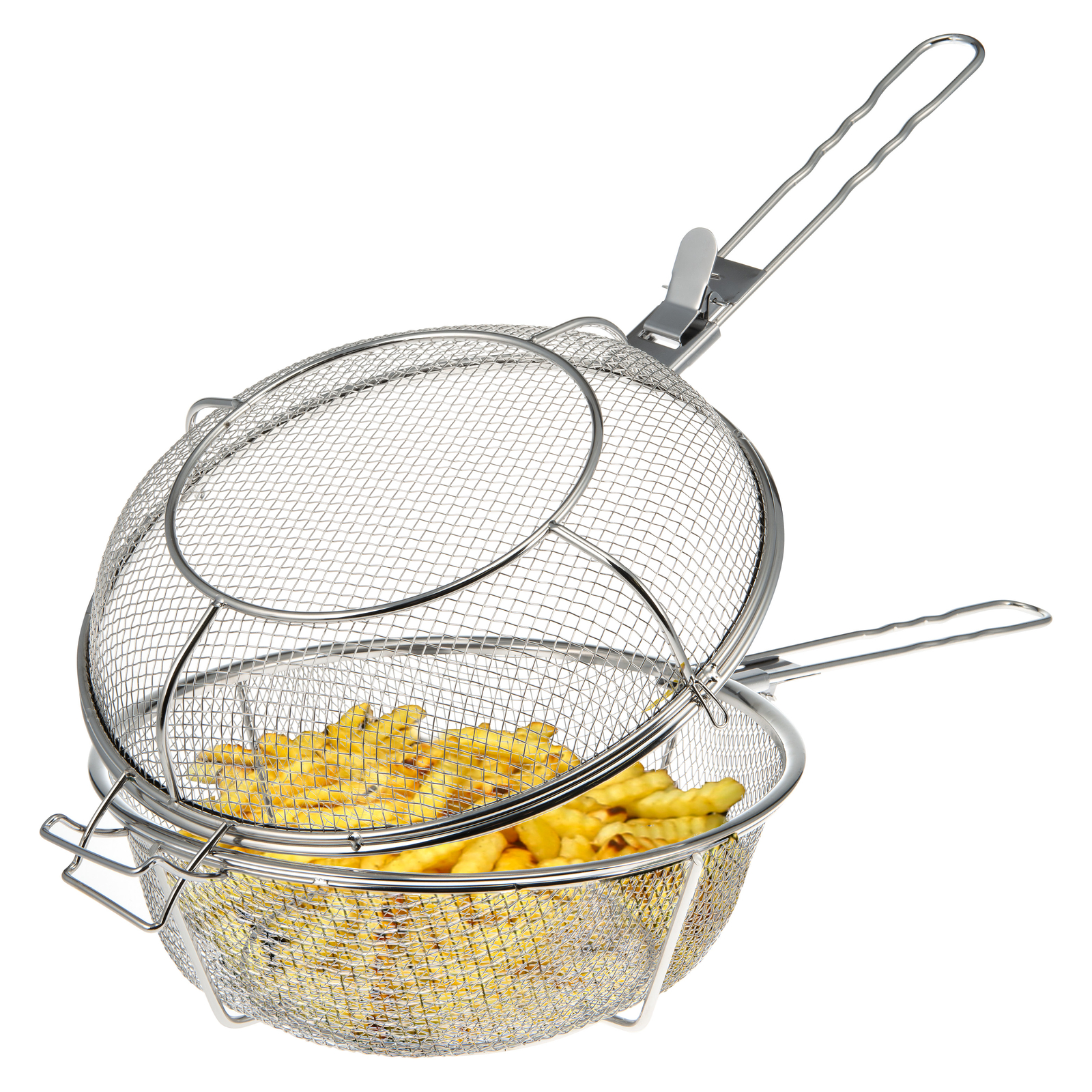 bremermann Grillkorb klappbar // Edelstahl Ø ca. 30 cm, Griffe abnehmbar