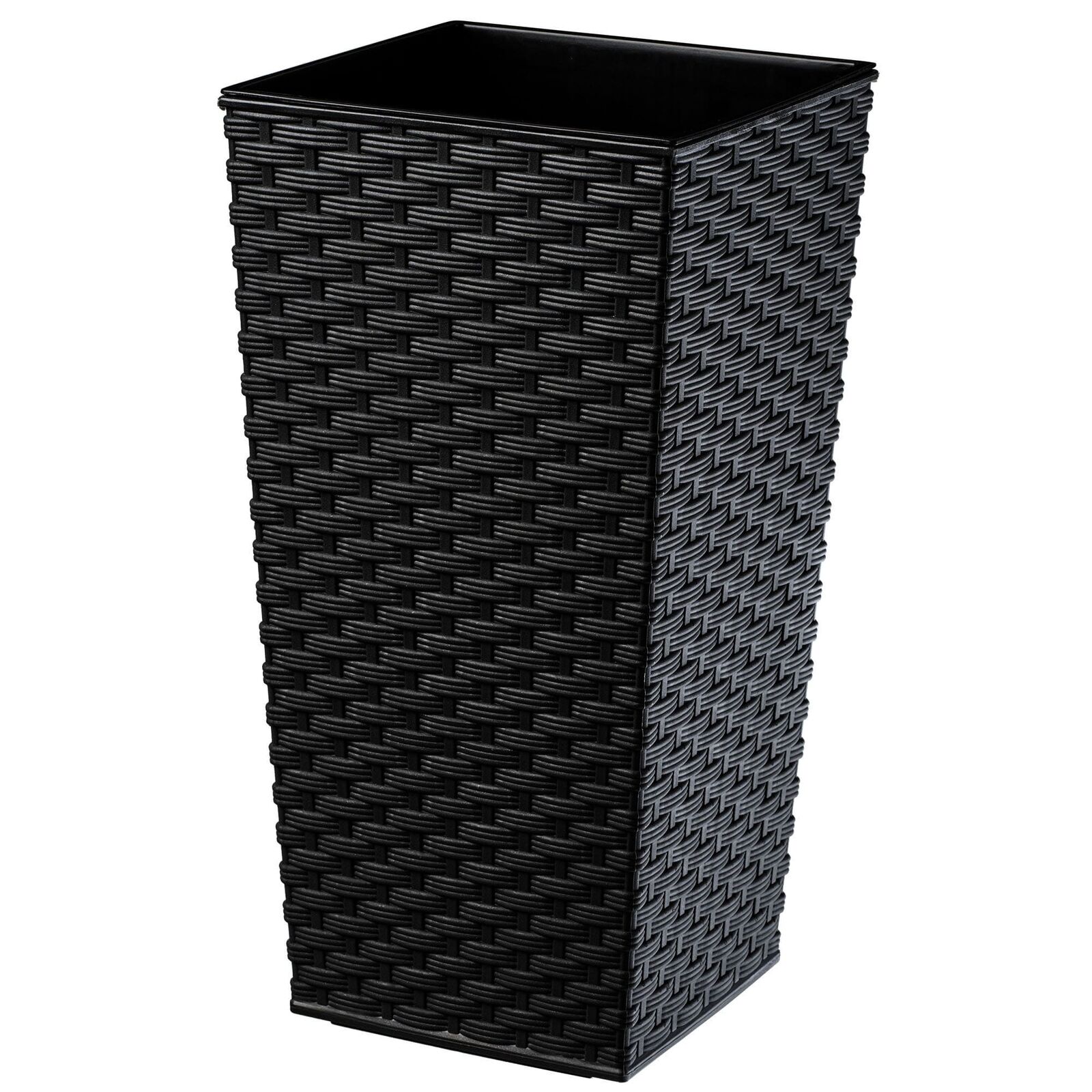 KADAX Rattan Blumentopf, Pflanzkübel mit Einlage, 19 cm, Schwarz