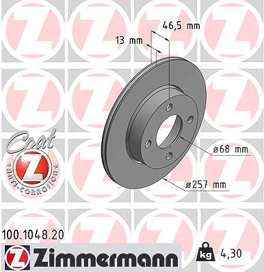 Zimmermann Bremsscheibe [Hersteller-Nr. 100.1048.20] für Audi