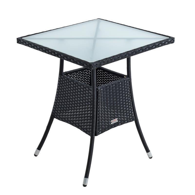 Polyrattan Balkontisch Rattan Tisch Beistelltisch Gartentisch 60 cm Schwarz