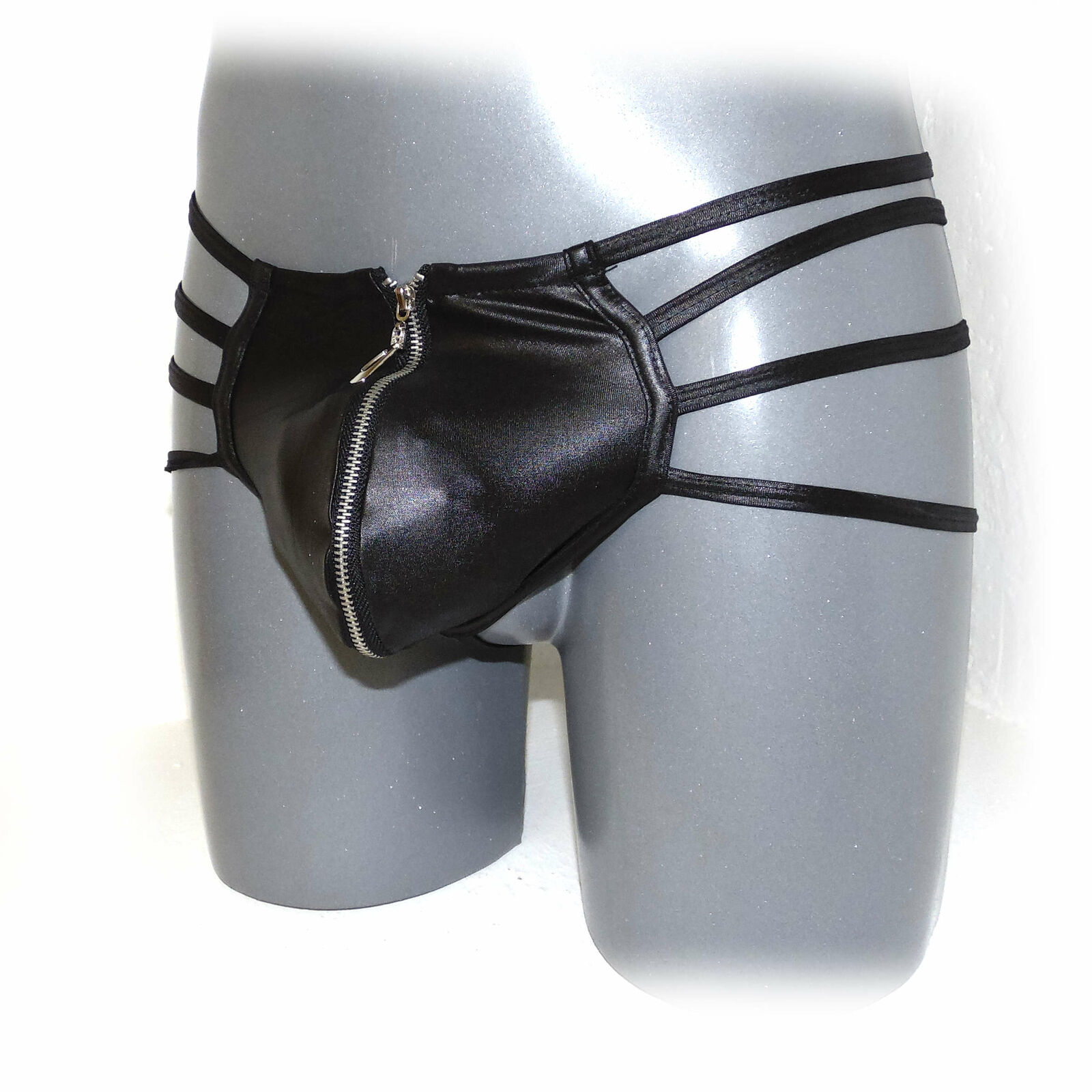 Mens Synthetic Leather Sexy Zipper Panties Size:M(2916)