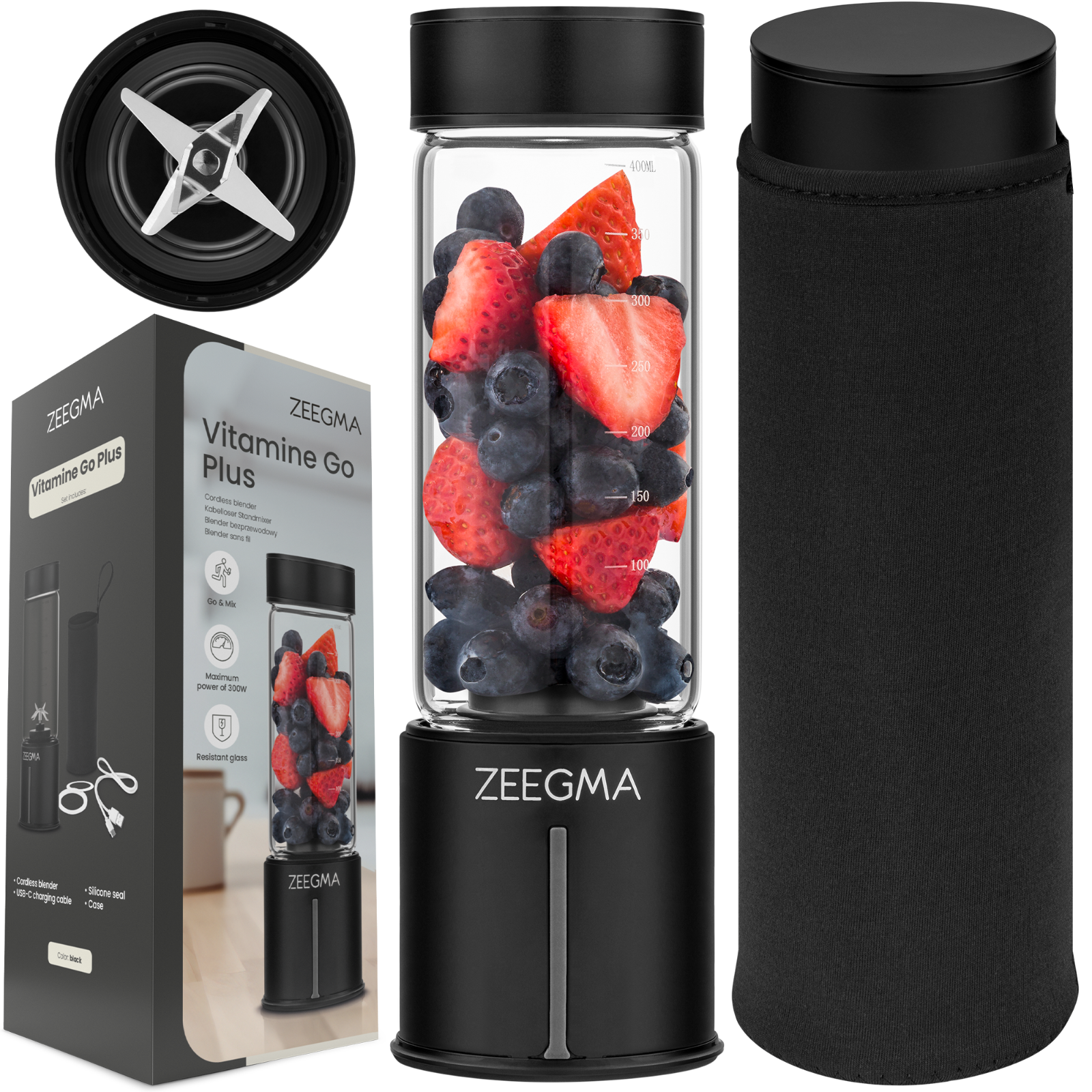 Tragbarer Mixer für unterwegs ZEEGMA GO 465ml Shakes Smoothie Maker