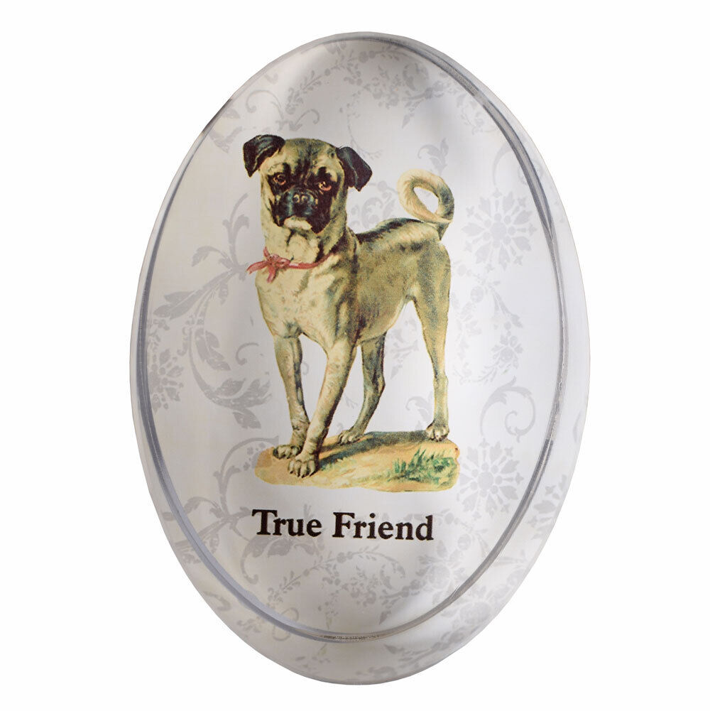 Paperweight HUNDEFIGUR SHABBY BRIEFBESCHWERER MOPS TRUE FRIEND Mopsfigur Vintage