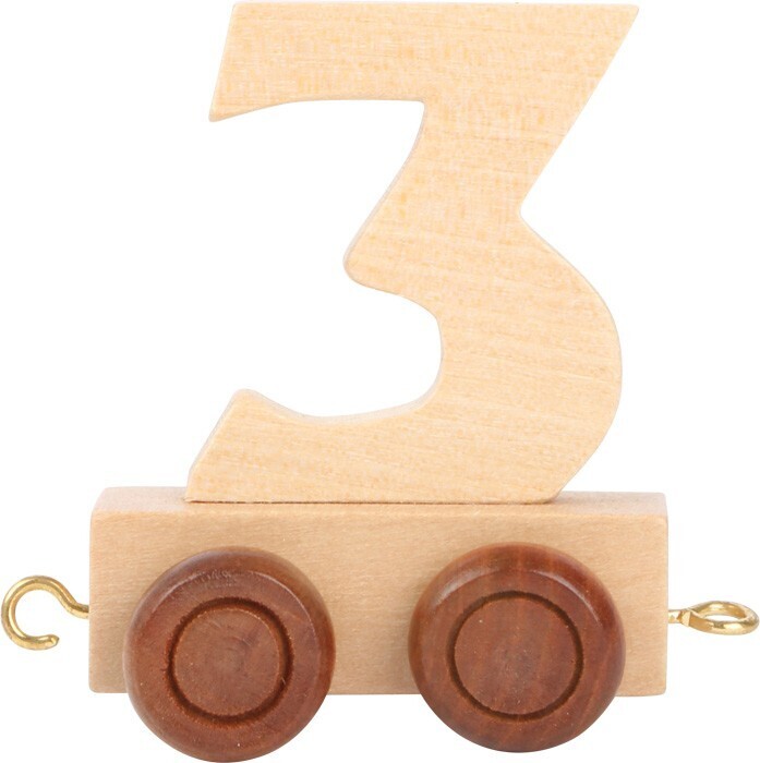 small foot 10555 - Zahlenzug 3, Holz, Natur, Anhänger, Höhe: 6 cm | Deutsch