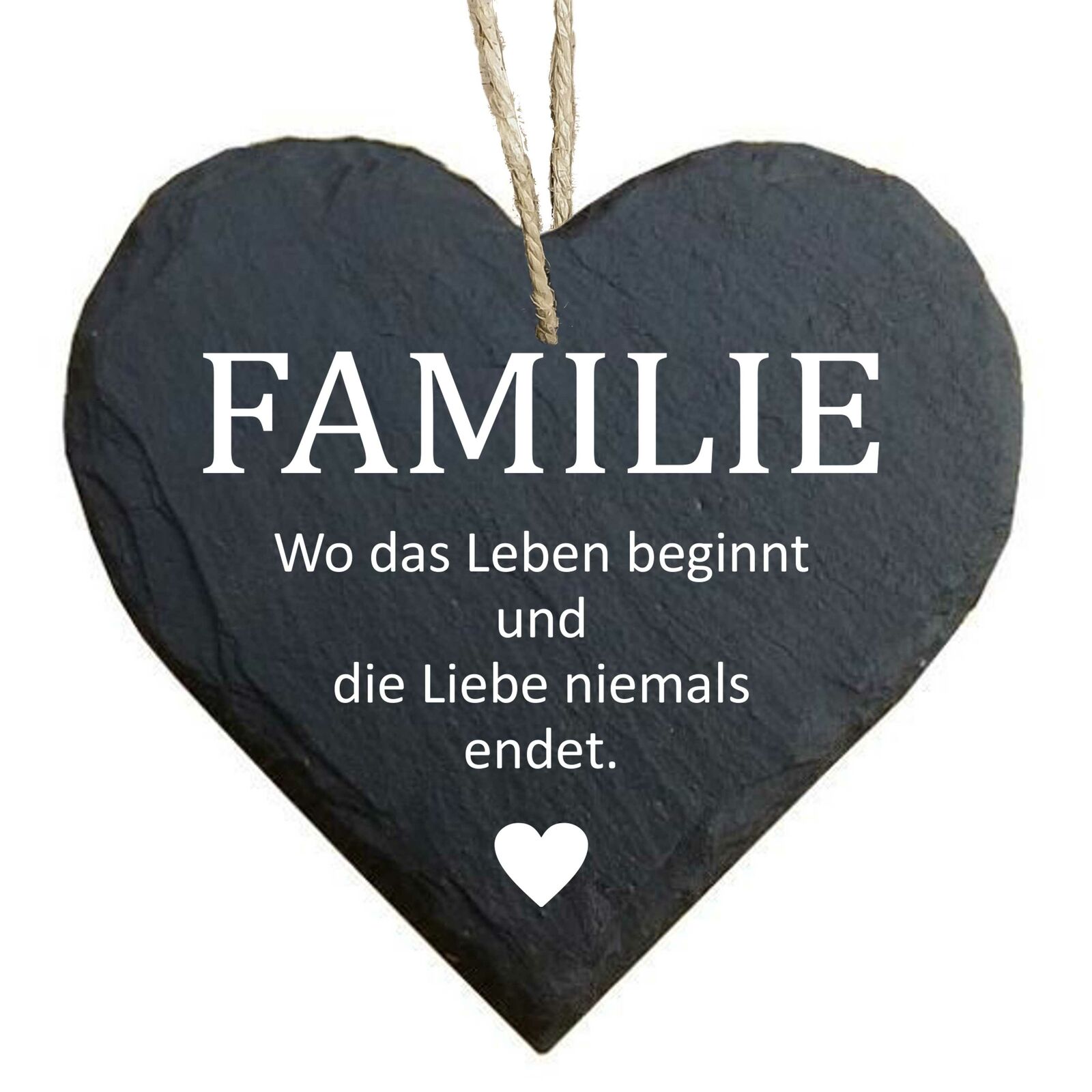 Herz Schieferherz Schiefer Schieferschild 10 x 10 cm Familie Wo das Leben beginn