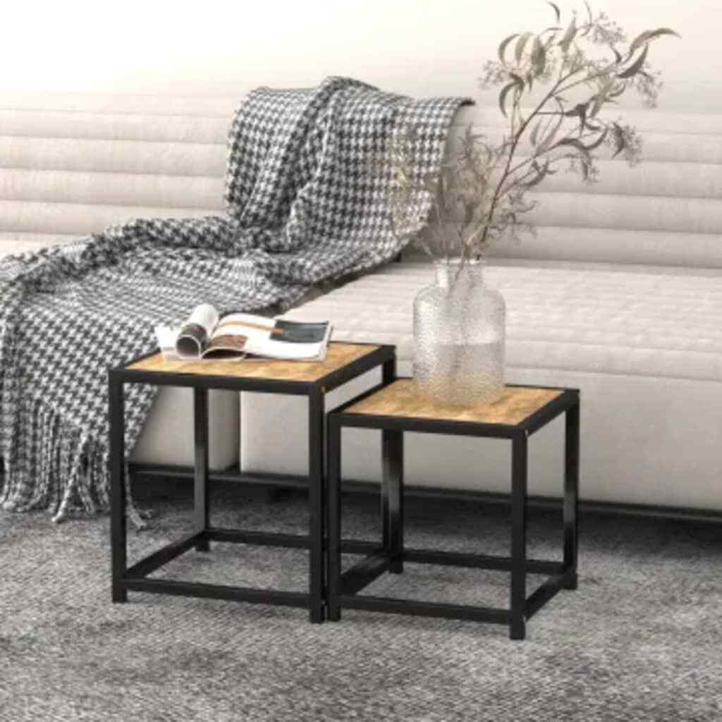 vidaXL Beistelltische 2 Stk. MDF Schwarz und Gelb SGH