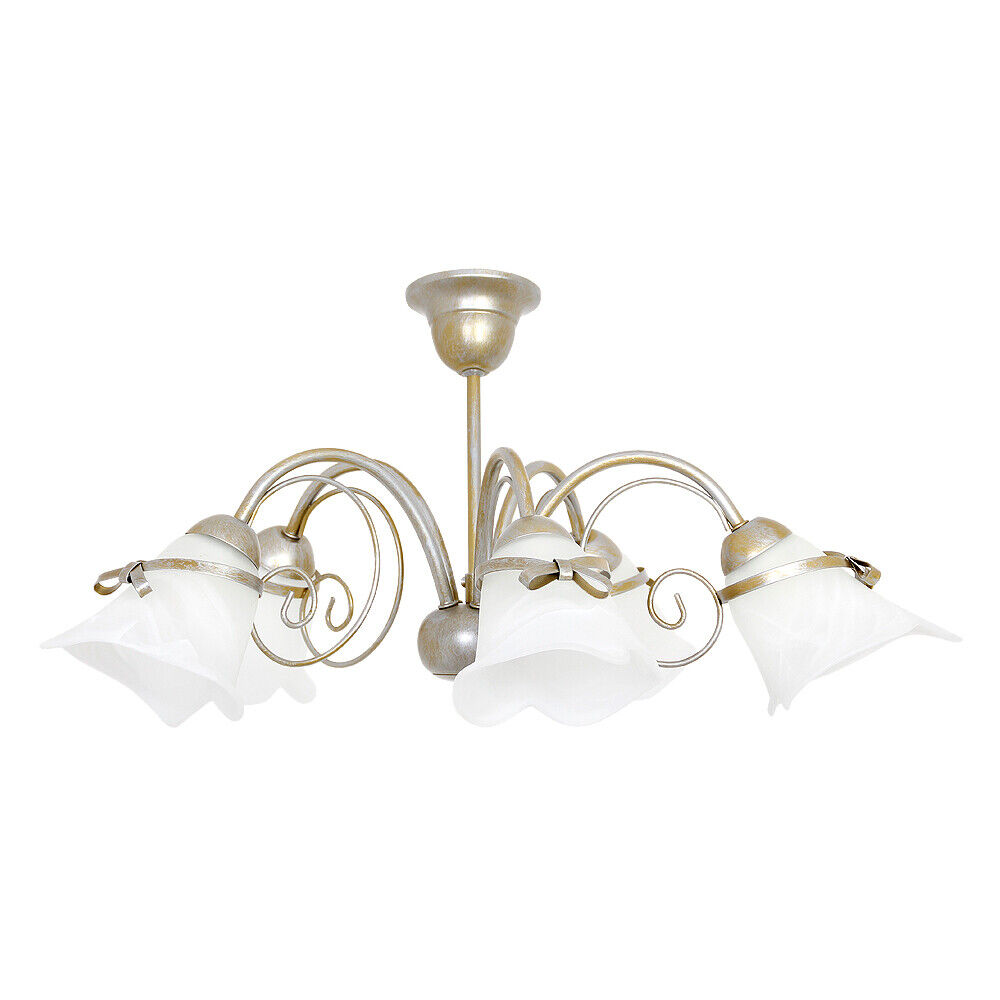 Deckenleuchte 5x E14 Ø58cm in Gold Deckenlampe Leuchte Decke Floral innen Küche