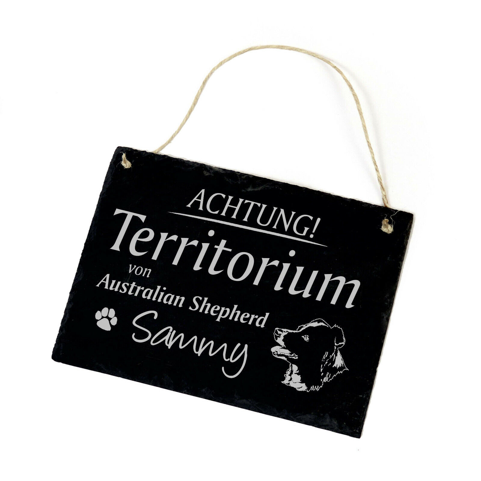Schiefertafel Schild graviert Australian Shepherd Territorium mit Wunschname ❤️