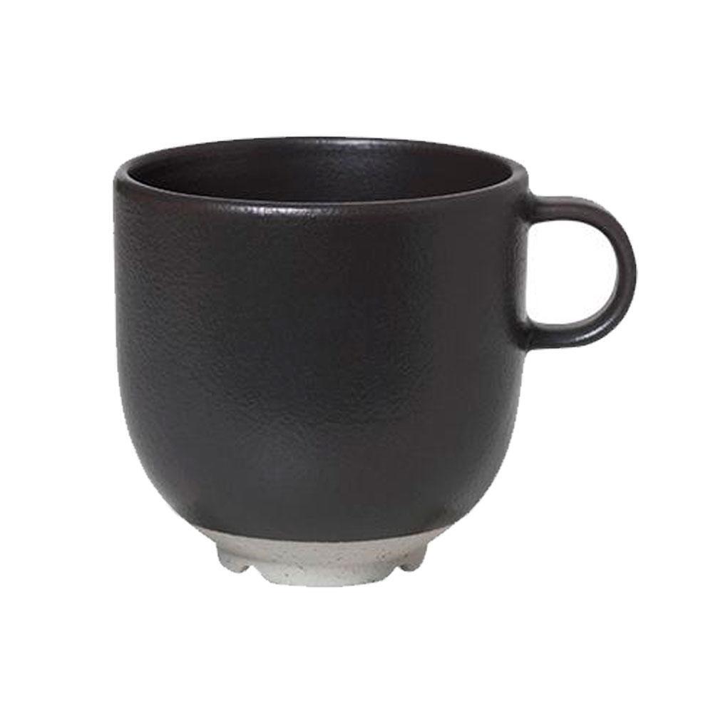 Broste Copenhagen Tasse mit Henkel Eli matt charcoal 200 ml Steingut schwarz