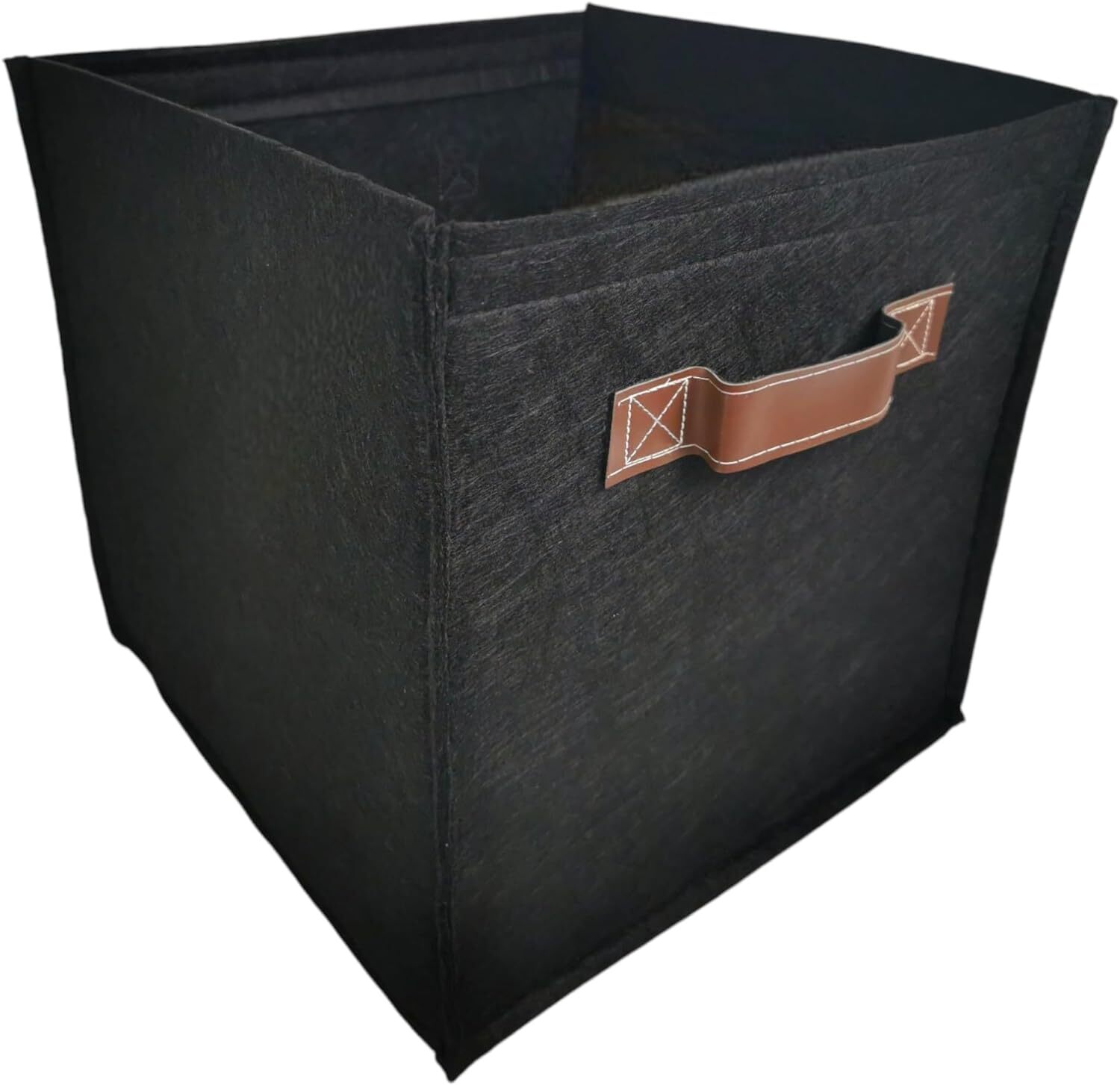 Aufbewahrungsbox Stylischer Aufbewahrungswürfel aus Filz mit Kunstledergriffen