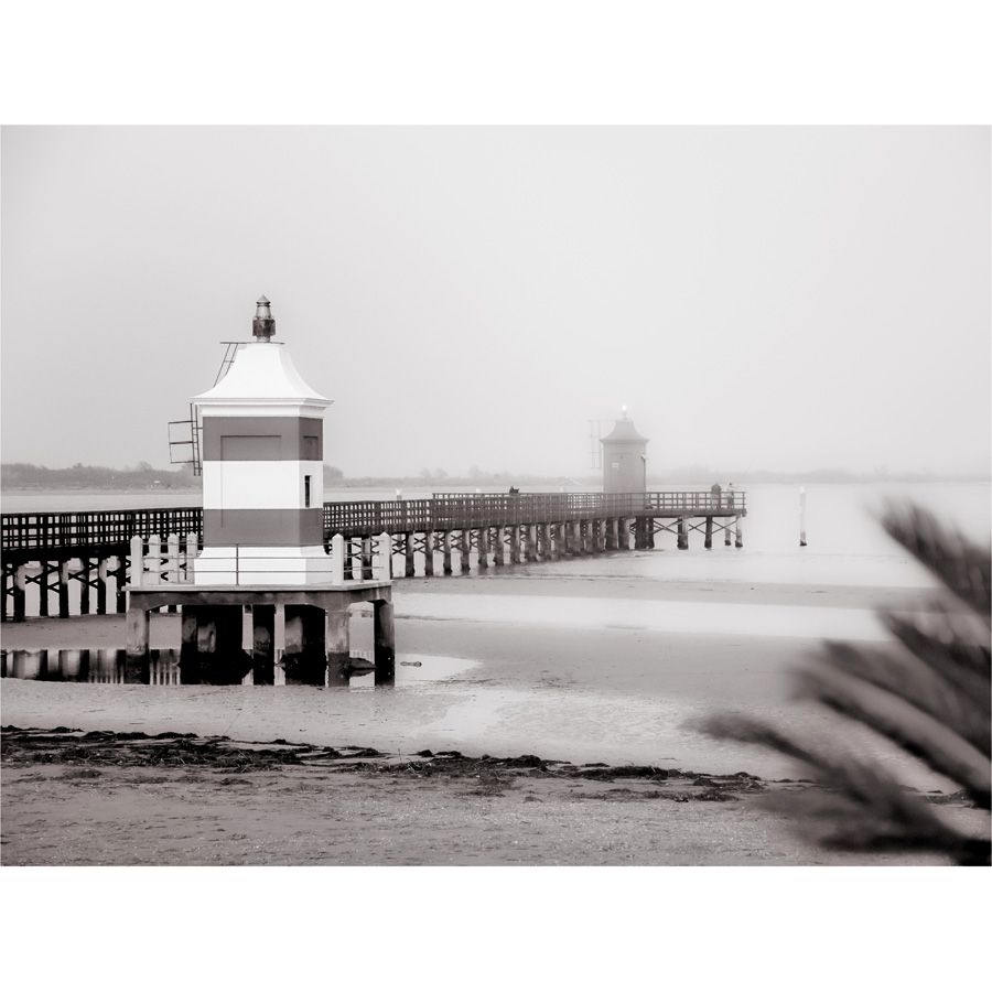 Lignano Lighthouse Italy BW Framed Wall Art Print 12x16 Inch