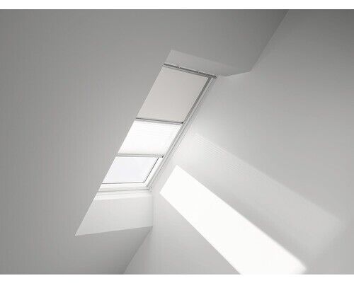 VELUX Vorteils-Set Verdunkelungsrollo uni weiß und Faltstore Plissee weiß manuel