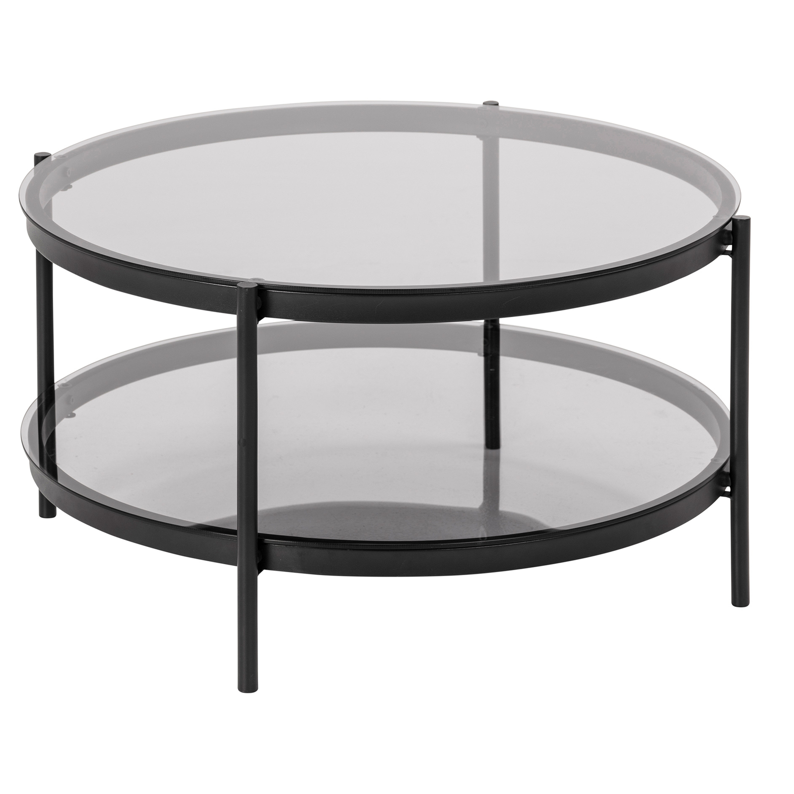 Couchtisch BAYONNE - transparent-schwarz - Ø 79 cm Sofatisch Wohnzimmertisch