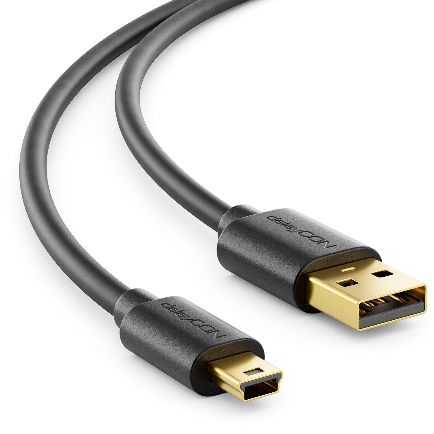 deleyCON 2m mini USB 2.0 Datenkabel - USB A-Stecker zu Mini B-Stecker