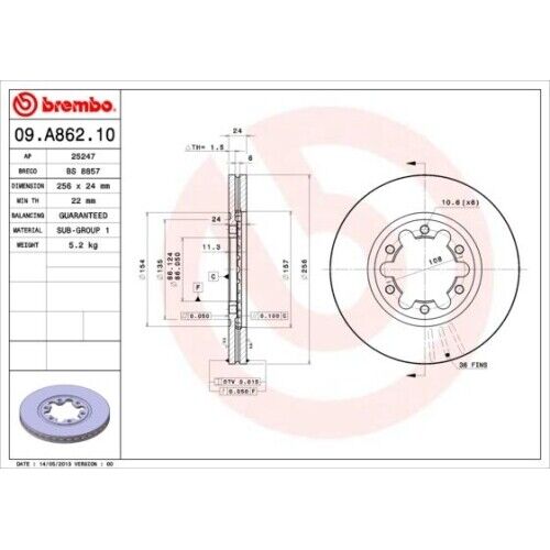 BREMBO Bremsscheibe für FORD MAZDA FORD USA 09.A862.10