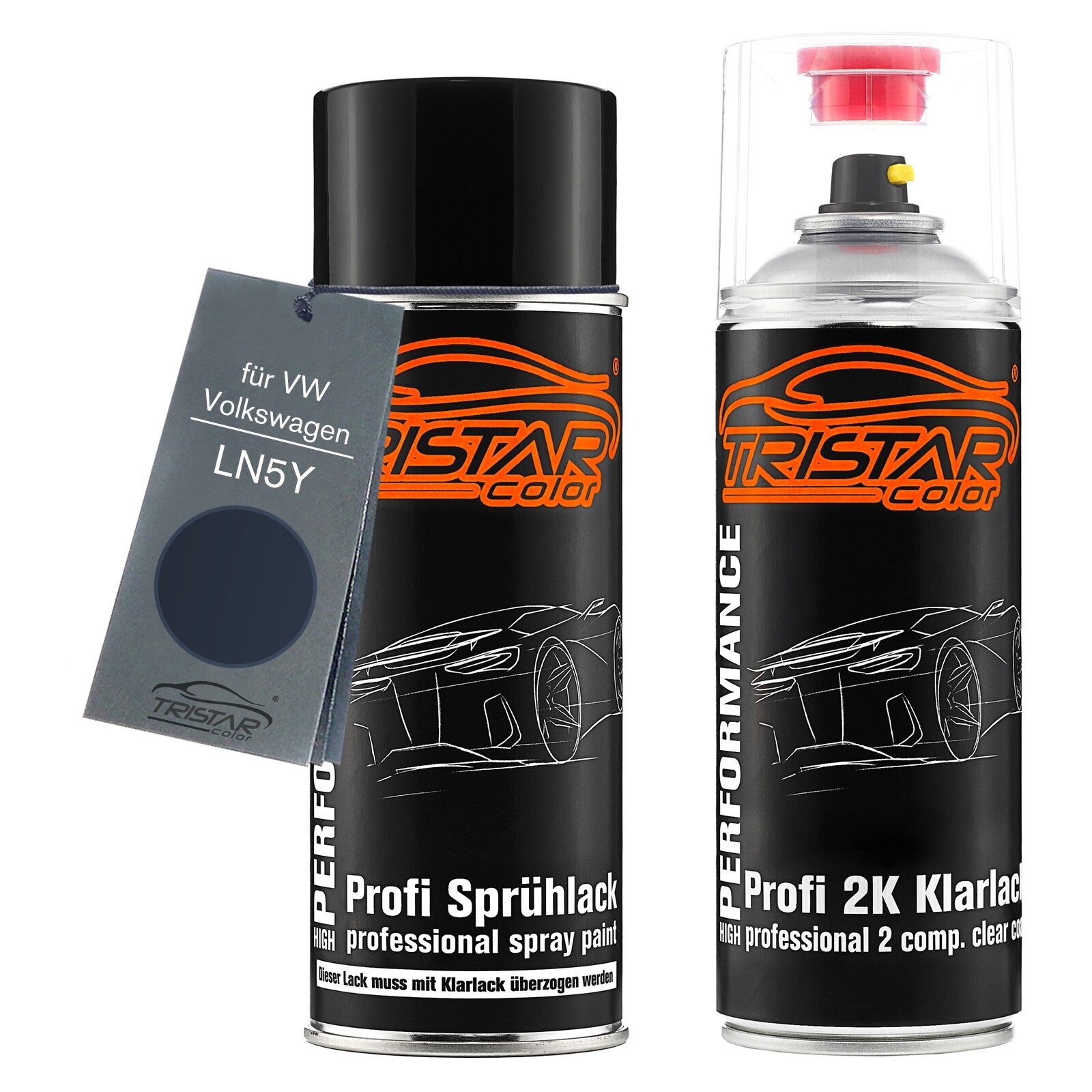 Autolack 2K Spraydosen Set für VW Volkswagen LN5Y Windsorblau Metallic