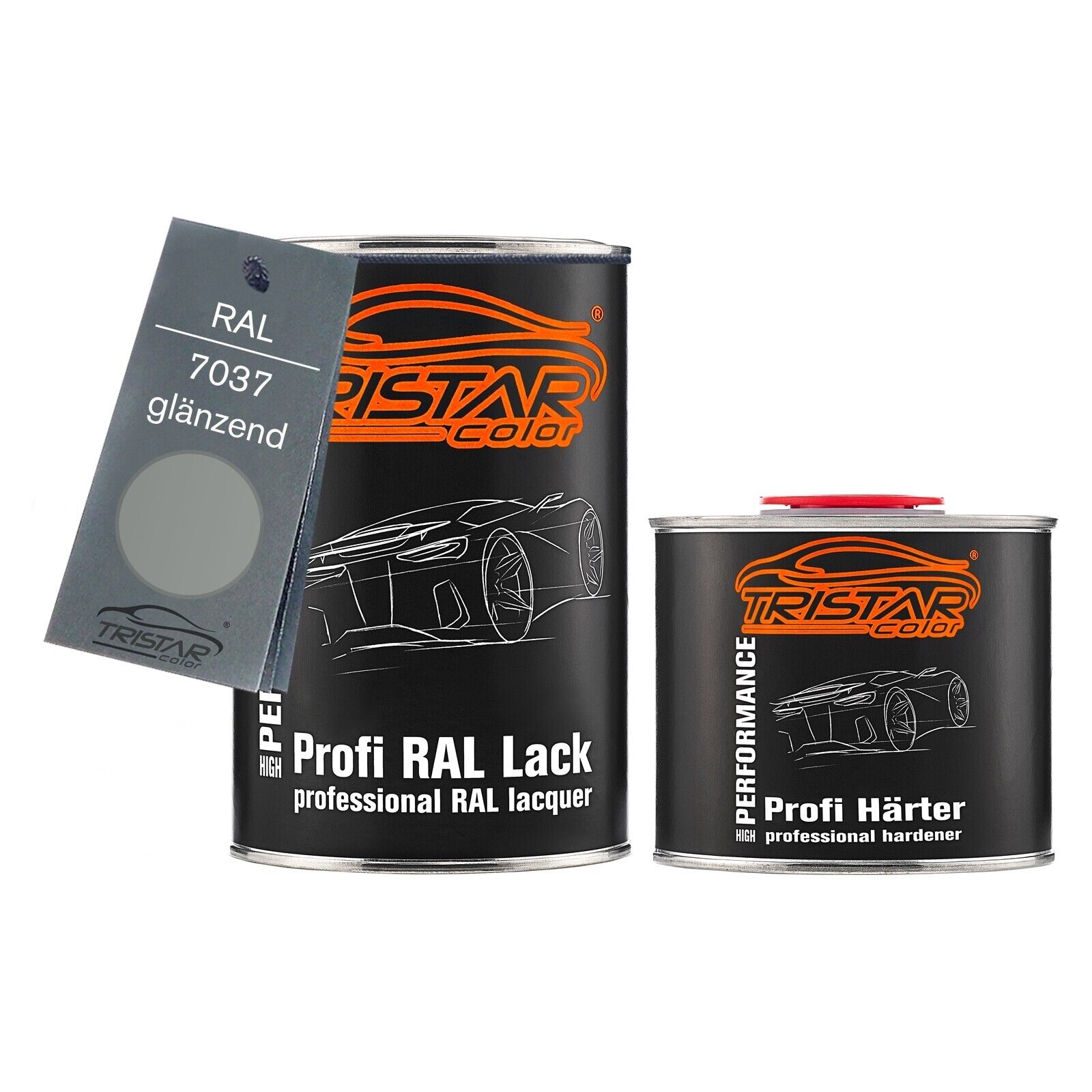 RAL 7037 Staubgrau glänzend 2K Autolack 1,5 Liter 1500 ml Dose inkl. Härter