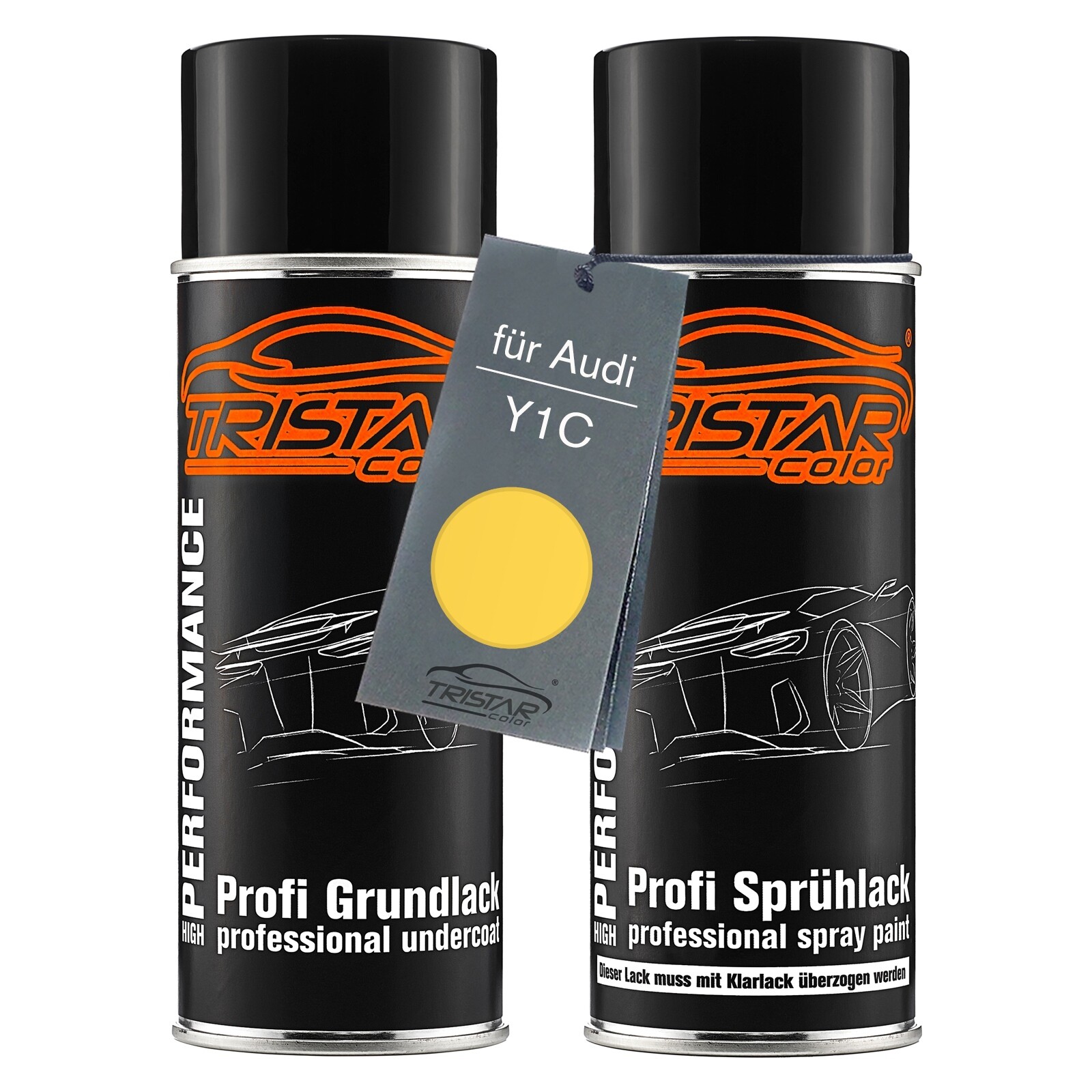 Autolack Spraydosen Set für Audi Y1C Imolagelb Sonnengelb Grundlack Basislack