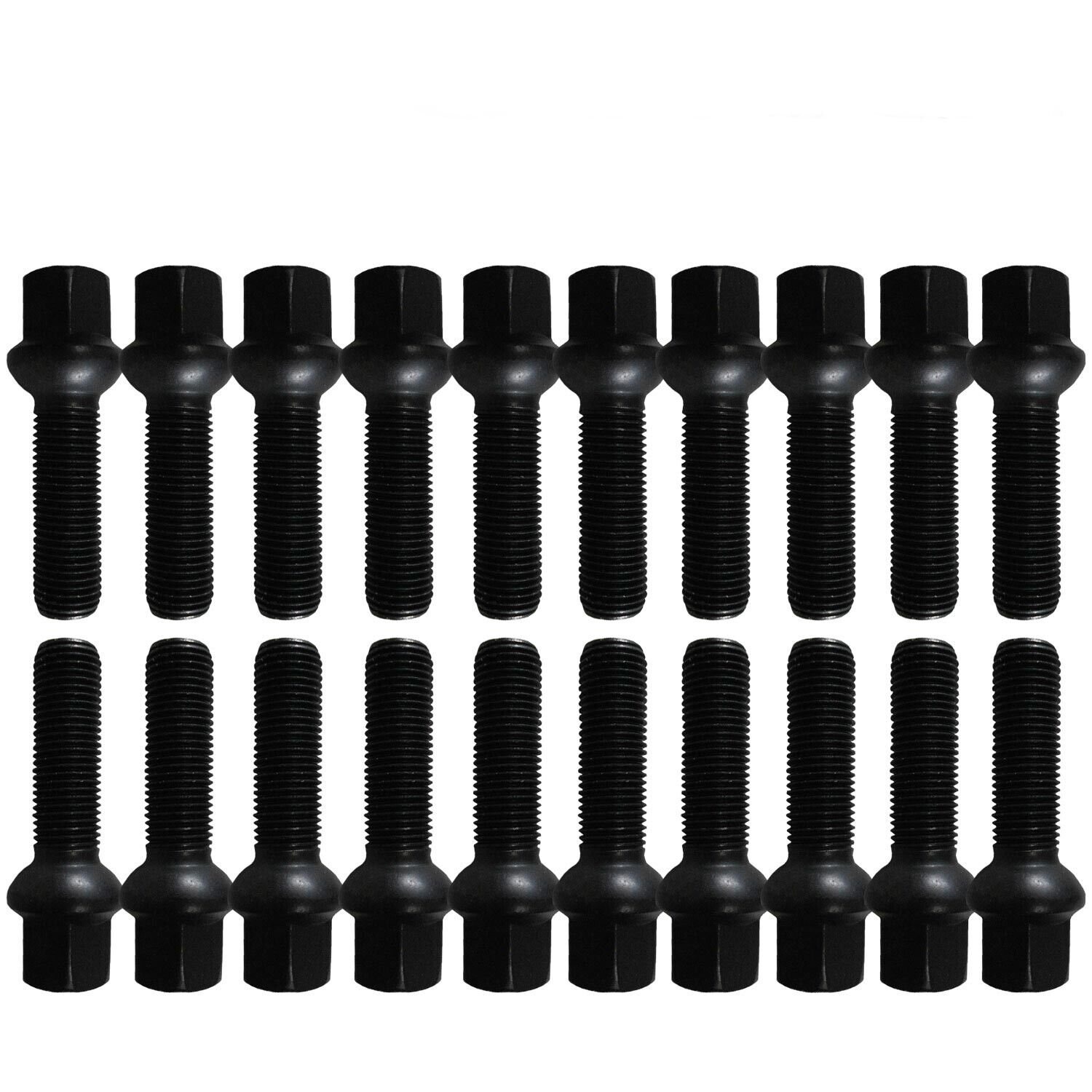 20 schwarze Radschrauben Radbolzen Kugelbund M14x1,5 50mm Audi Mercedes-Benz