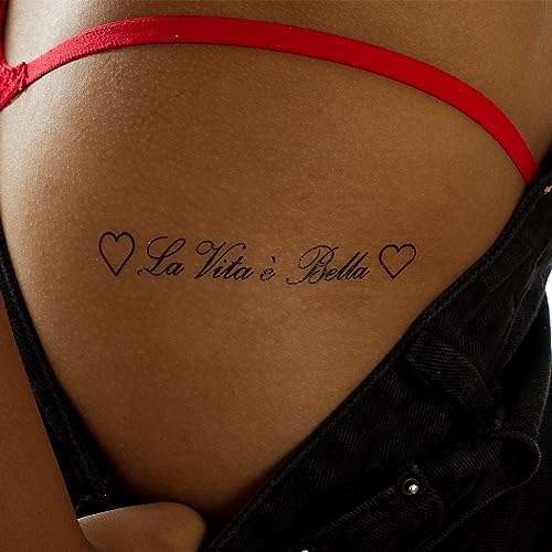 10 X La Vita È Bella Tattoo - Schriftzug In Schwarz - Temporary Haut Tattoo (10)