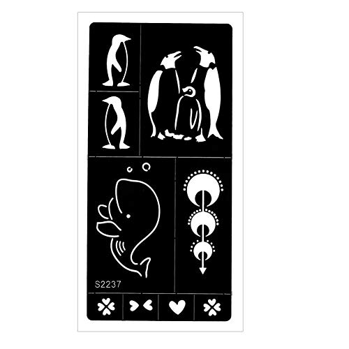 Justfox - Henna Tattoo Schablone Airbrush Stencil Herz Pinguin Wal Kina Dövme
