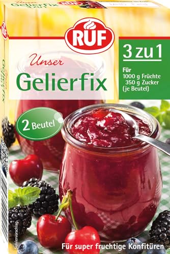 Ruf Gelierfix 3 Zu 1, Veganes Geliermittel Zum Einkochen Und Gelieren Von Marmelade, Konfitüre & Gelee, Weniger Süß, Glutenfrei, 2 X 25G