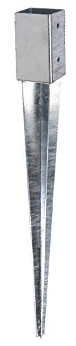 Alberts 208288 Einschlag-Bodenhülse | Für Vierkantholzpfosten | Feuerverzinkt | 61 X 61 Mm | Gesamtlänge 750 Mm