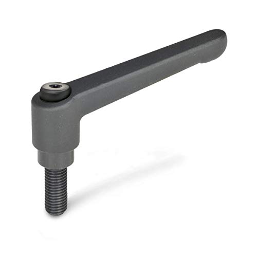 Ganter Normelemente | Verstellbare Klemmhebel Mit Gewindeschraube - Gn 300-108-M12-63-Sw | Grifflänge: 108Mm | Schraube Stahl Brüniert | Griff Zink-Dr