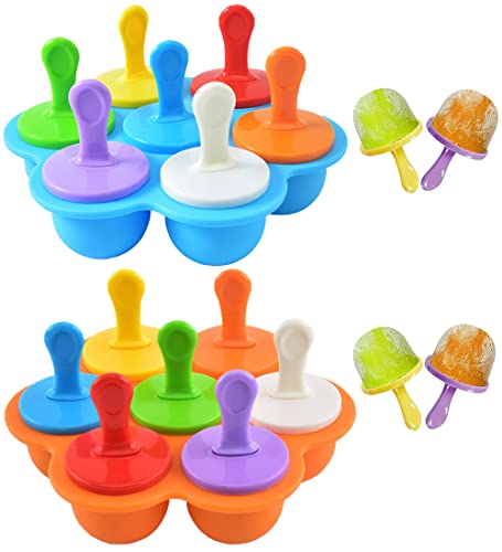 Eisförmchen Popsicle Formen, 2 Satz Eisformen Eis Am Stiel Silikon, Silikon Mini Eisformen, Eisformen Silikon Mit 16 Stück Kunststoff Sticks Zum Einfr