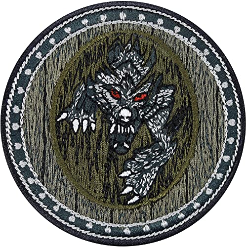 Aufnäher Kriegerschild Mit Wolf Heraldisches Schild Aufbügler Wolf Krieger Abzeichen Wikinger Vikings Patch Böser Wolf Bügelbild Applikation Zum Aufbü