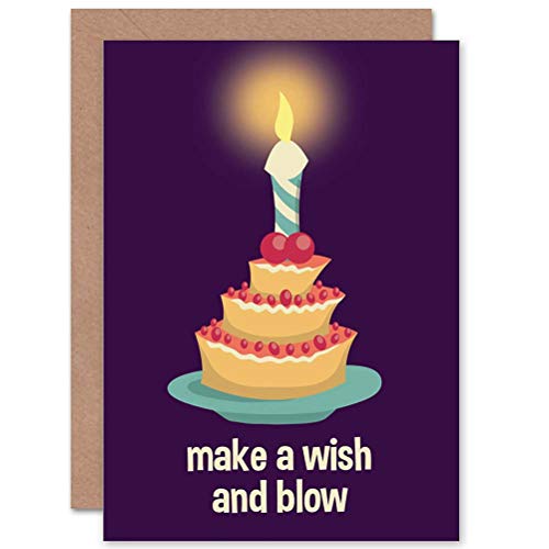 Wee Blue Coo Card Happy Birthday Adult Cake Candle Make Wish Gift