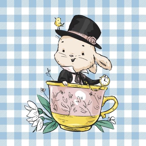 20 Servietten Ostern Hase Mit Zylinder In Tasse Als Tischdeko. Papierservietten Mit Motiv. Auch Für Decoupage Und Serviettentechnik 33X33Cm