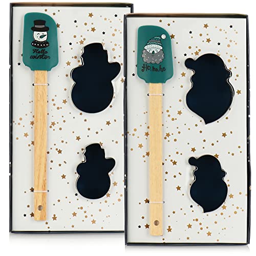 Com-Four® 6-Teiliges Backset Grün - Plätzchenform Und Teigschaber Mit Weihnachtlichen Motiven - Keksausstecher Für Weihnachten - Teig-Spatel [Auswahl