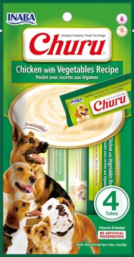 Inaba Churu Püree, Leckerlis Für Hunde Zum Füttern Aus Der Hand, Köstlicher Hunde-Snack Zum Schlecken, Leckerchen In Handlichen Portionen Huhn Mit Gem