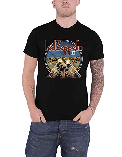 Led Zeppelin Lzii Searchlights Männer T-Shirt Schwarz L 100% Baumwolle Band-Merch, Bands
