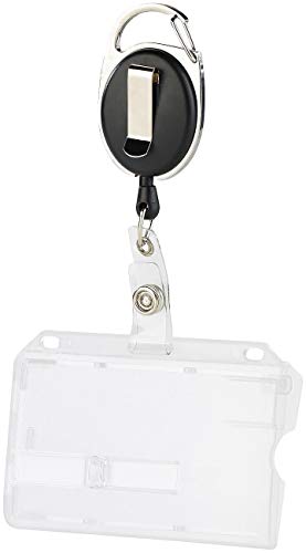 Ausweishalter Kartenhülle Ausweishülle Kartenhalter Aus Hartplastik Für Karten Und Ausweis Jojo Mit Reißfester Schnur, Karabiner Und Gürtelclip Zur Be