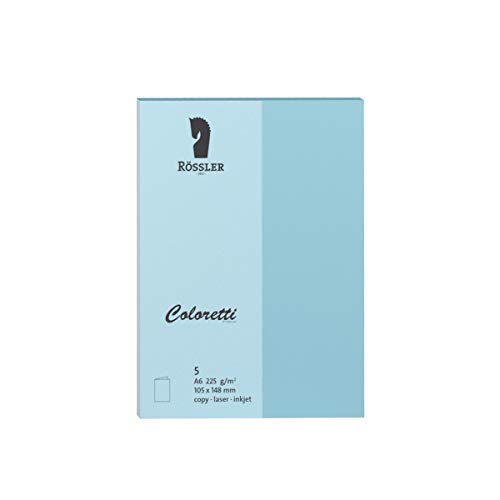 Rössler 220706517 - Coloretti Karten, 220 G/M², Din A6 Hd, Himmelblau, 5 Stück