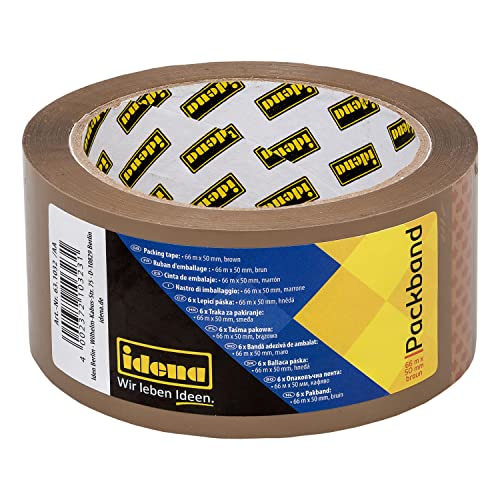 Idena 631032 - Packband 50 Mm X 66 M, Geräuscharm, Braun