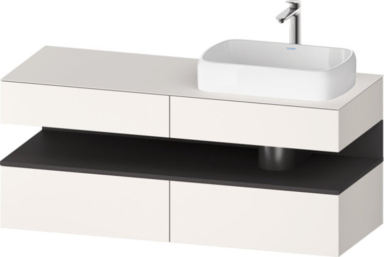 Duravit Qatego Konsolenwaschtischunterbau, 2 Auszüge, 2 Schubkästen, Ausschnitt Rechts, 1400X550X600Mm, Nische Graphit Matt, Qa4766049