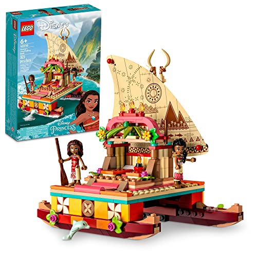 Lego Disney Prinzessin Moana'S Wayfinding Boat 43210, Moana Und Sina Minipuppen Plus Delphin Figur, Kreatives Bauspielzeug Für Mädchen Und Jungen Ab 6