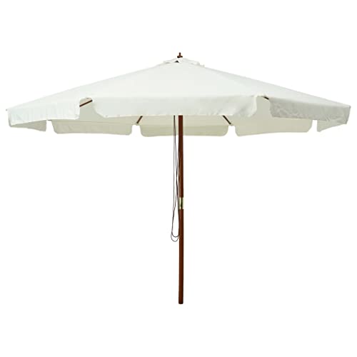 Vidaxl Sonnenschirm Mit Holzmast Marktschirm Gartenschirm Strandschirm Ampelschirm Balkonschirm Terrassenschirm Schirm 330Cm Sandweiß