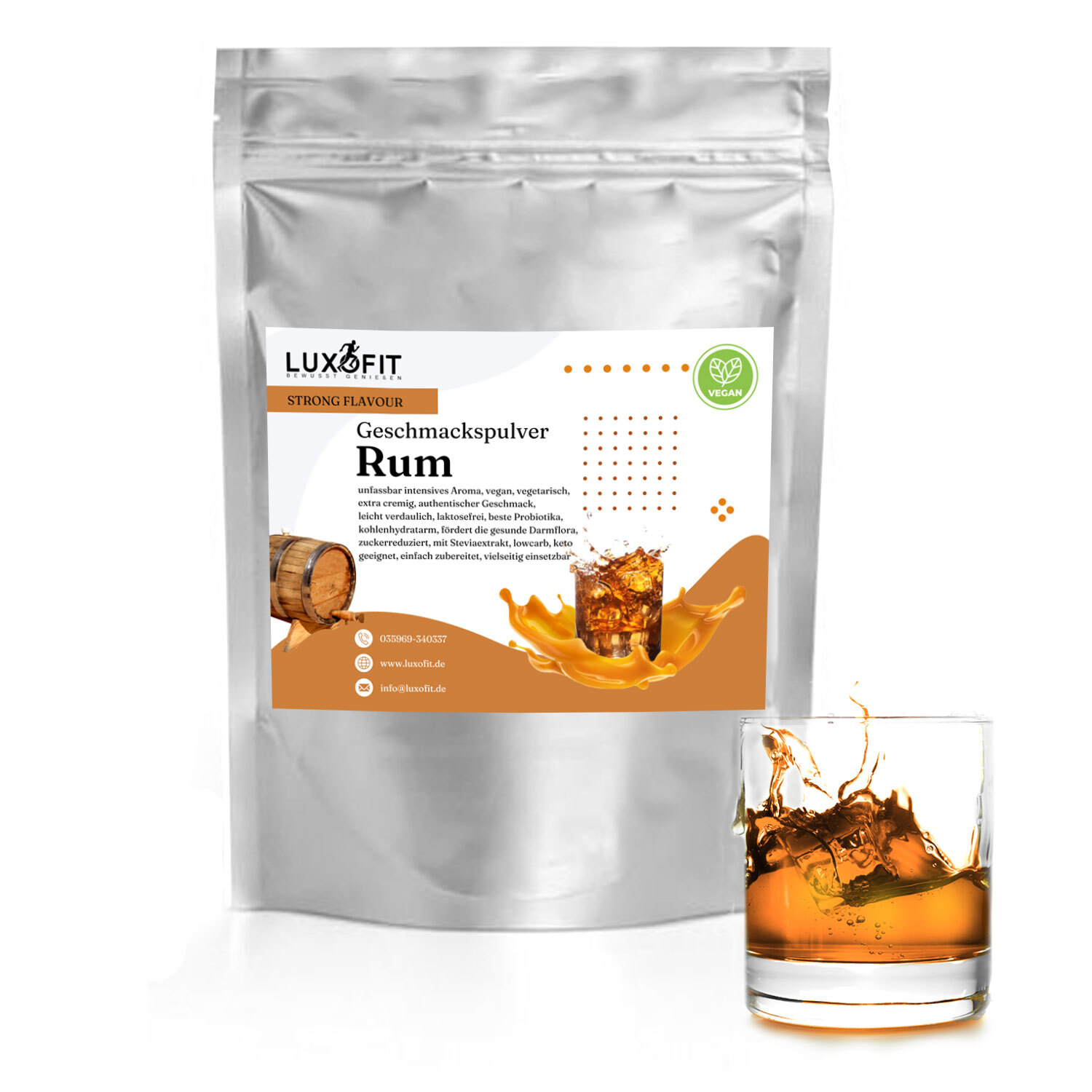 Rum Geschmackspulver Flavour Pulver kalorienarm 300 g