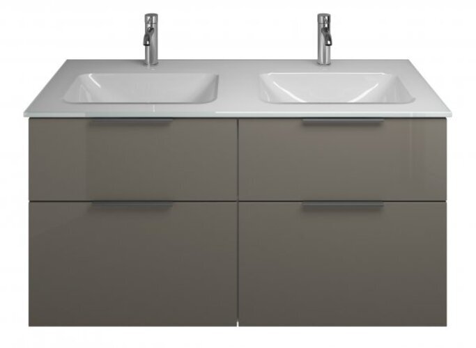Burgbad Eqio Glas-Doppelwaschtisch inklusive Waschtischunterschrank, Breite 1220
